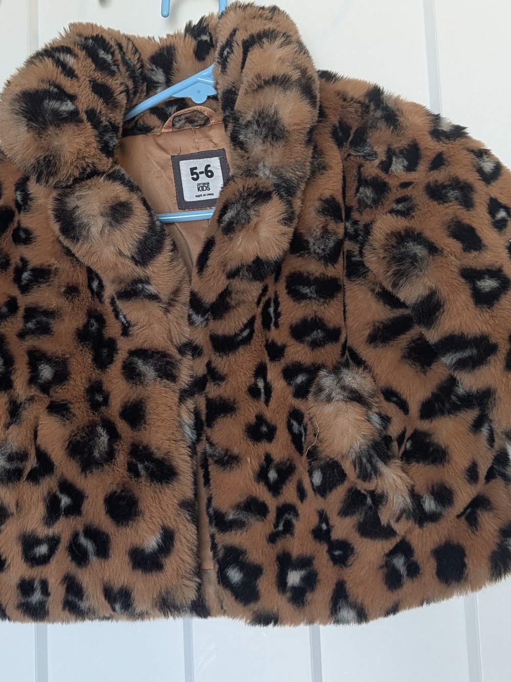 Cotton On Girls Leopard Print Faux Fur Jacket - Brown & Black
